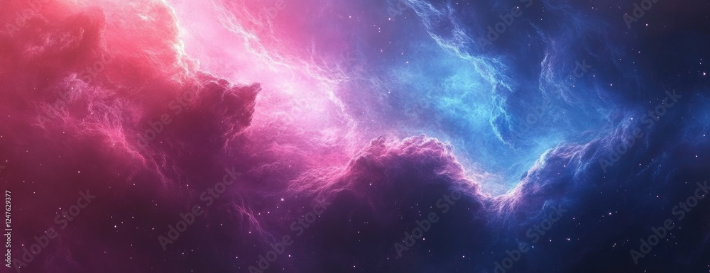 Obraz premium Cosmic Nebula Pink & Blue Clouds Collide