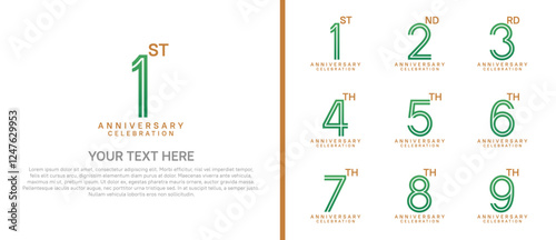 logo anniversary set.  green color on white background for special event