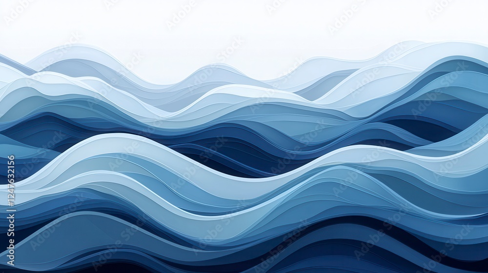 Fototapeta premium Abstract Blue Ocean Wave Illustration
