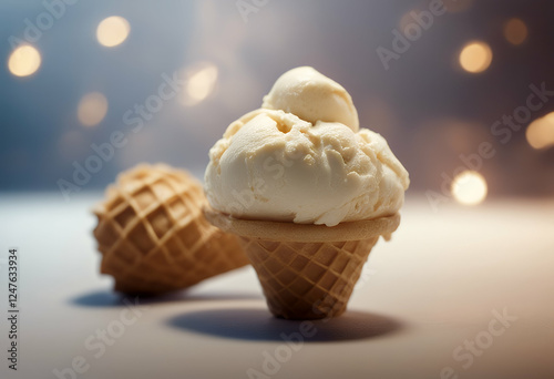 isolated cream ice vanilla cone background cold cool creamy delicious dessert favor food refreshing refreshment sugar summer sweet tasty