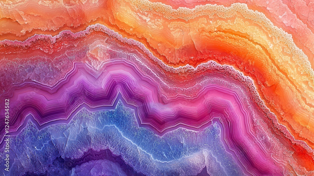 Obraz premium Abstract Gemstone Swirls Vibrant Purple, Pink, Orange and Blue Gradient Texture