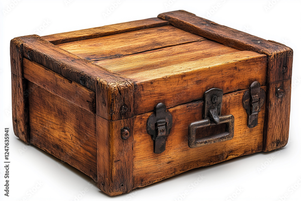Old wooden empty box isolated on white Old wooden empty box isolated on white
