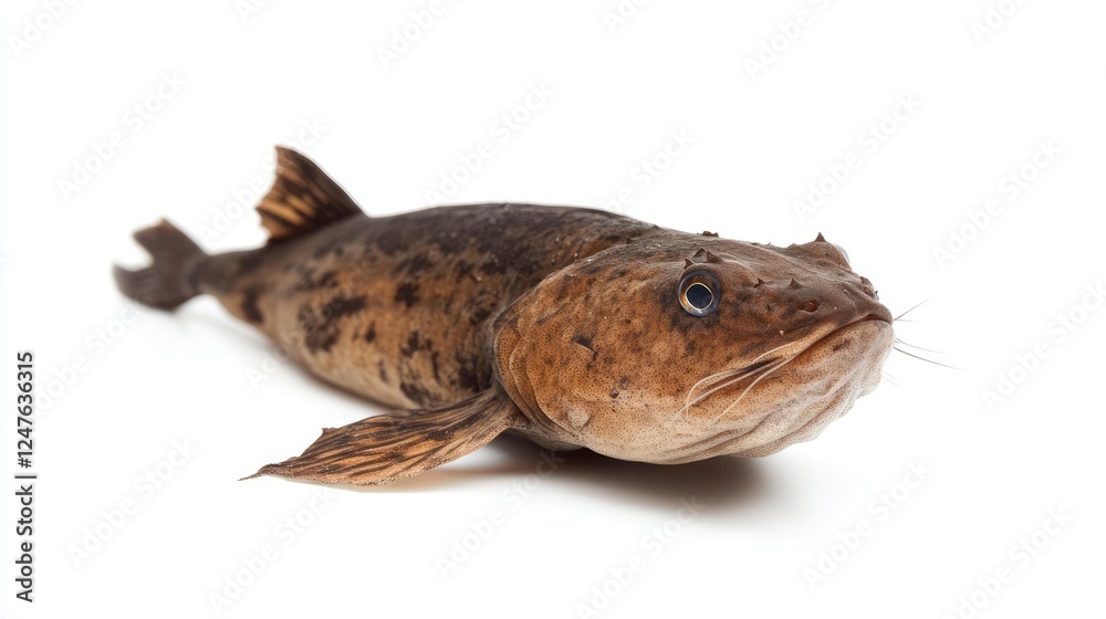 Obraz premium Isolated freshwater burbot fish showcasing unique patterns and features