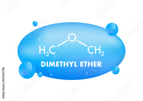 Dimethyl Ether Chemical Formula and Structure with Blue Spheres