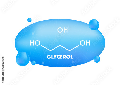 Glycerol or glycerine molecule structure representing skin care or other medical uses