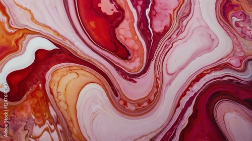 Wallpaper Mural Vibrant abstract fluid art with swirling patterns of red and pink hues creating a dynamic and textured background Torontodigital.ca