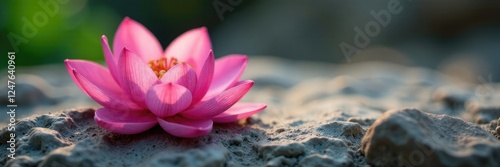 Delicate petals unfold on a weathered rock surface, plant, petals, bloom