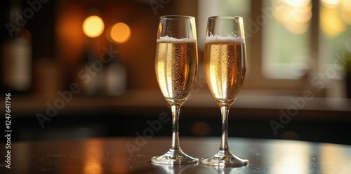 Glazen met champagne in een prachtige keramische schaal, champagne glass, keramiek, drinken photo