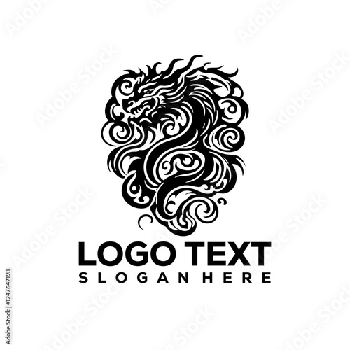Illustration representing a furious dragon logo design
