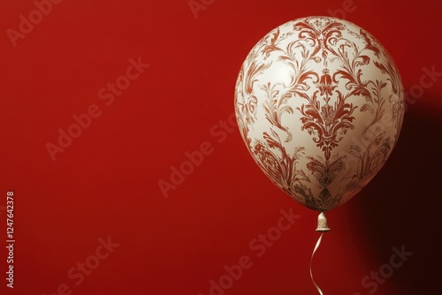 Elegant balloon with a decorative pattern against a red backdrop photo