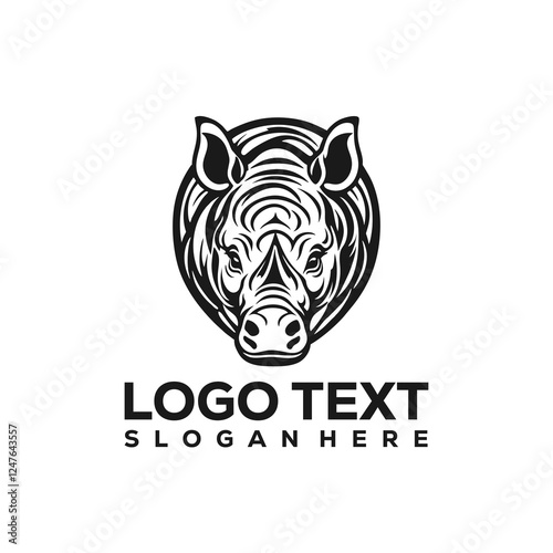 Rhino Logo vector, Rhinoceros logo monochrome color Business template, Rhinos logo for sport club or team. Animal mascot logotype. Template. Vector illustration.