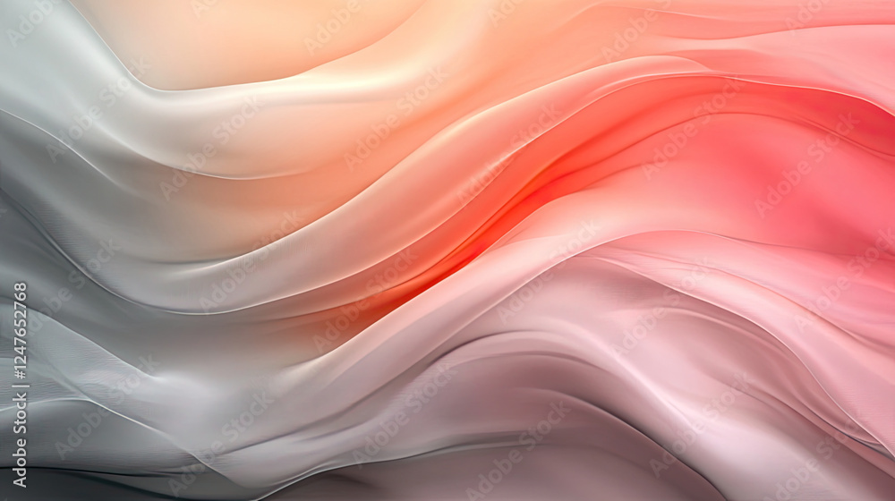 Fototapeta premium Abstract Flowing Waves in Soft Peach, Pink, and Grey with Smooth Gradients