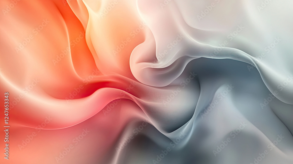 Obraz premium Abstract Flowing Waves in Soft Peach, Pink, and Grey with Smooth Gradients