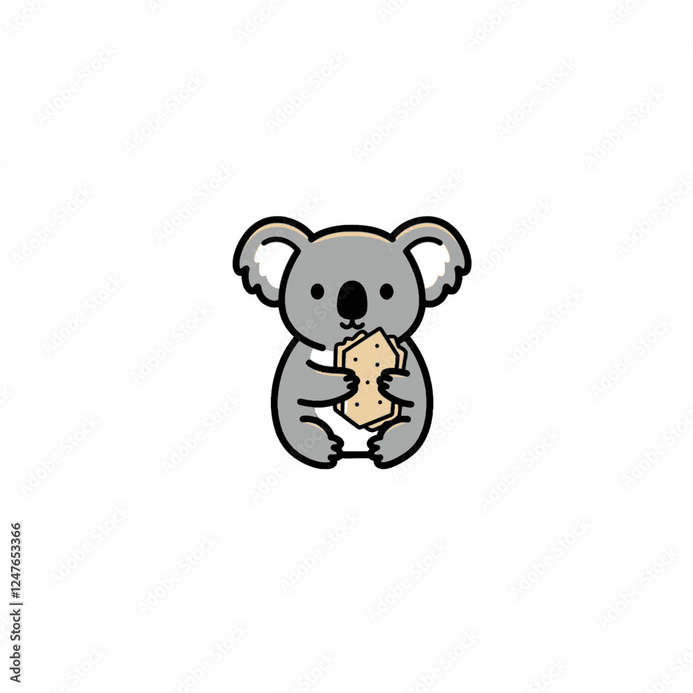 Cartoon Koala Eating Snack Adorably Captured in Cute Minimalist Style Cartoon Koala Eating Snack Adorably Captured in Cute Minimalist Style
