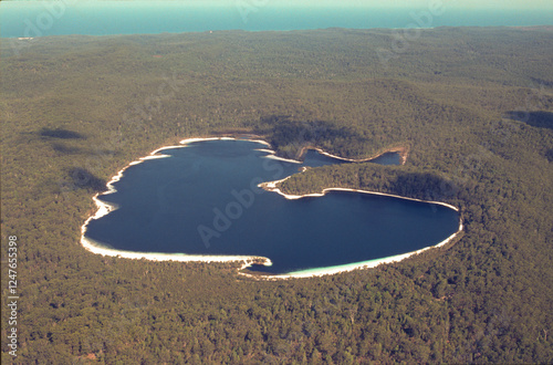  Lake McKenzie on Fraser island also known as K'gari on the north coast of Queensland, Australia. photo