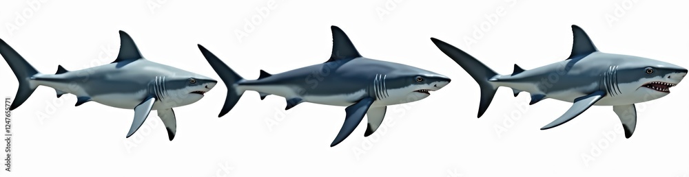Big sharks swim in ocean water. Aquatic animals. Dangerous creatures. Large marine life. Powerful predators. Ocean wildlife. Swimming sharks. Great white sharks. Illustration. Graphic design. Digital Big sharks swim in ocean water. Aquatic animals. Dangerous creatures. Large marine life. Powerful predators. Ocean wildlife. Swimming sharks. Great white sharks. Illustration. Graphic design. Digital