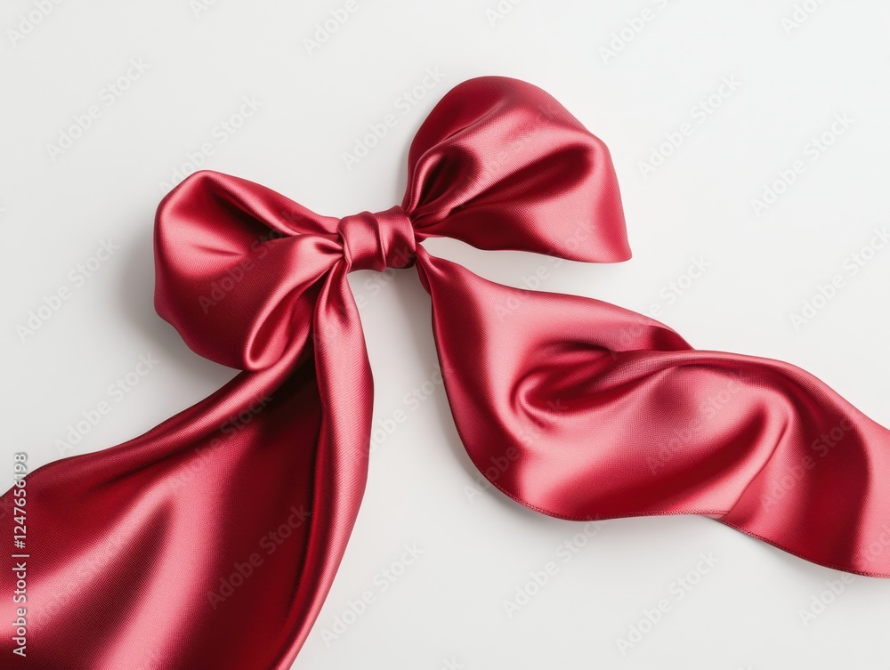 Elegant Maroon Silk Ribbon Bow on Soft White Backdrop Symbolizing Celebration and Sophistication Elegant Maroon Silk Ribbon Bow on Soft White Backdrop Symbolizing Celebration and Sophistication