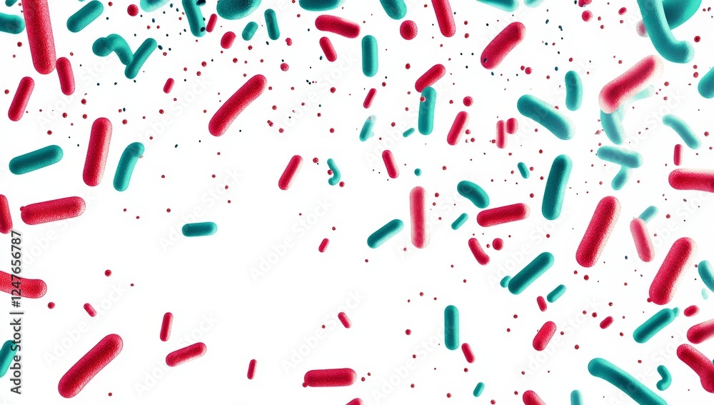 Microscopic Bacteria Falling White Background Science Illustration Microscopic Bacteria Falling White Background Science Illustration