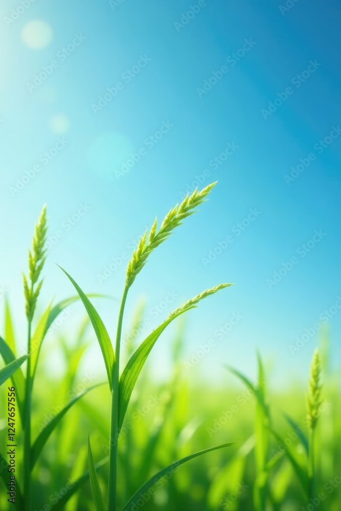 Delicate grass blades rustle softly amidst gentle wind, blade, sky, blue Delicate grass blades rustle softly amidst gentle wind, blade, sky, blue