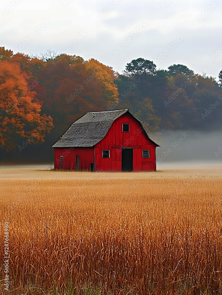 red barn in the field