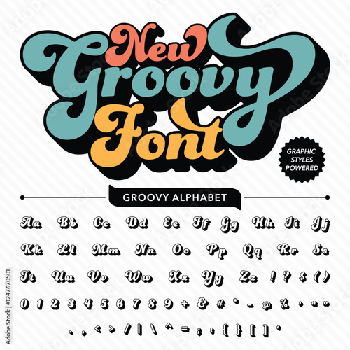 New groovy vintage retro bold Font alphabet vector file