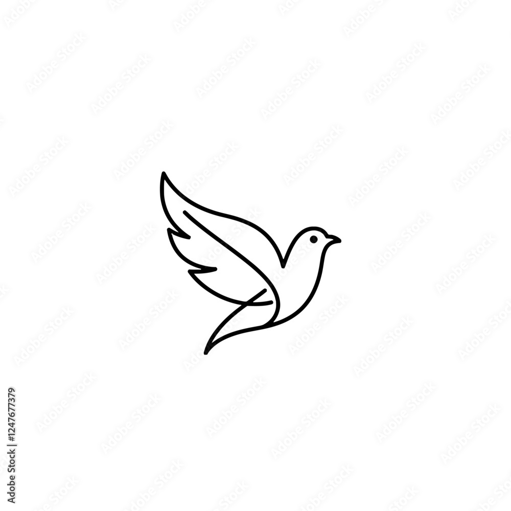 Minimalist Line Drawing of a Bird in Flight Symbolizing Freedom and Peace Minimalist Line Drawing of a Bird in Flight Symbolizing Freedom and Peace