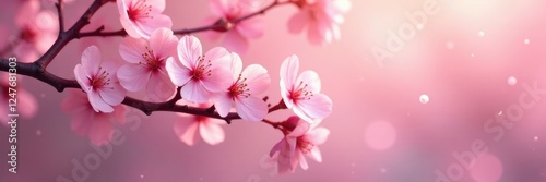 Abstract cherry blossoms dance in soft pink light, soft, cherry blossoms