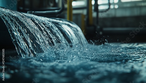 Water flowing industrial plant wastewater treatment