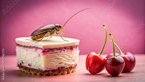 Tilt-shift artistry transforms a Blaptica Dubia cake into a whimsical, though unsettling, delight. photo