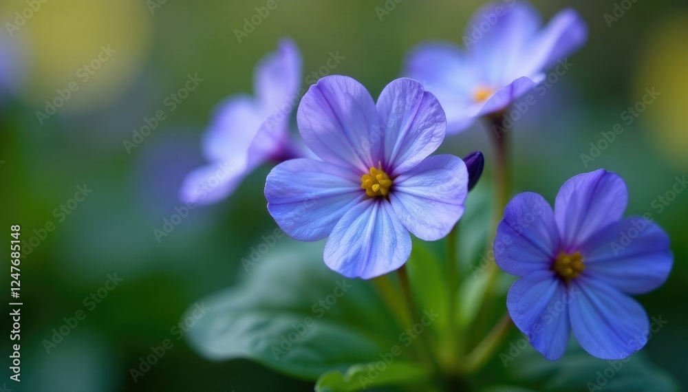 Delicate petals of blue primrose primula flower unfolding, garden flowers, , floral arrangement Delicate petals of blue primrose primula flower unfolding, garden flowers, , floral arrangement