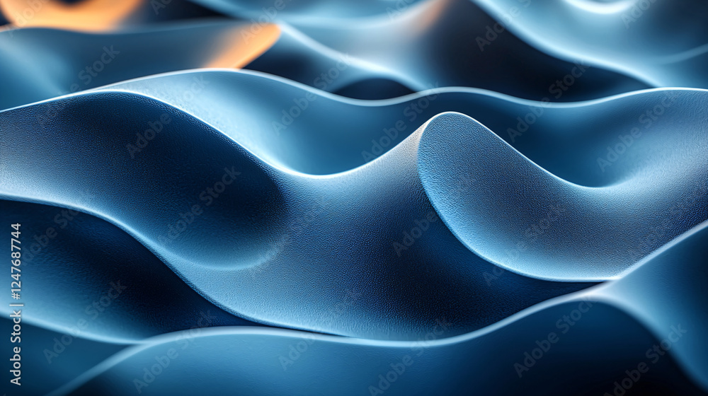 Obraz premium Soft abstract wave pattern in deep blue. Minimal modern background with empty text space