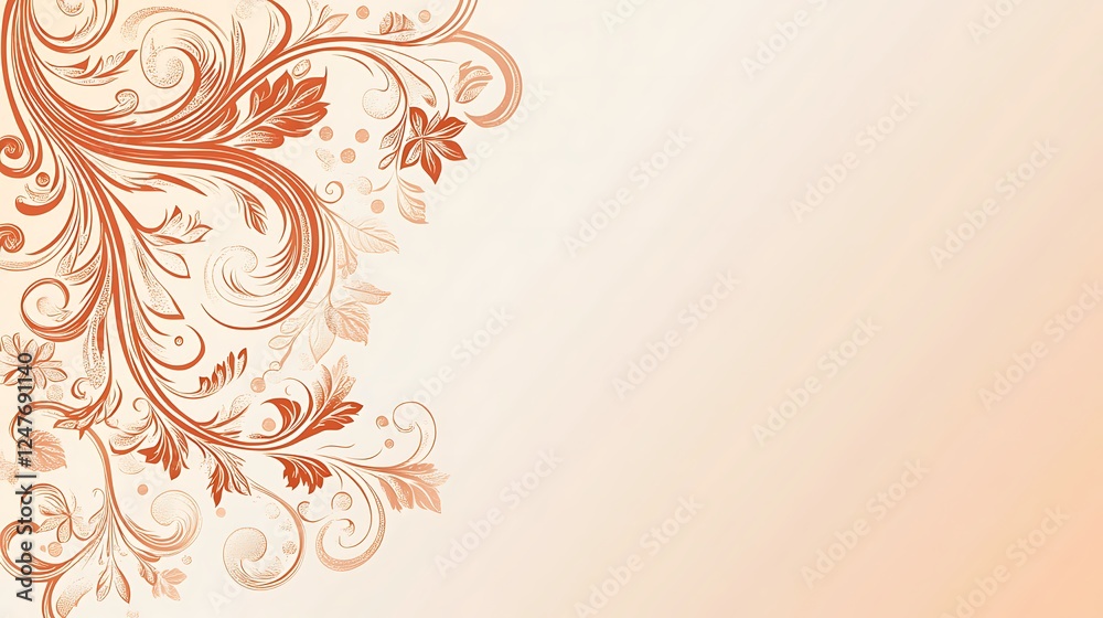 Elegant orange floral design on a beige background Elegant orange floral design on a beige background