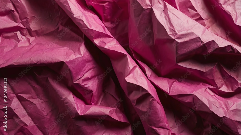 Crumpled paper Viva Magenta. Texture crumpled paper for your design. Copy space. Viva Magenta color paper. Crumpled paper Viva Magenta. Texture crumpled paper for your design. Copy space. Viva Magenta color paper.