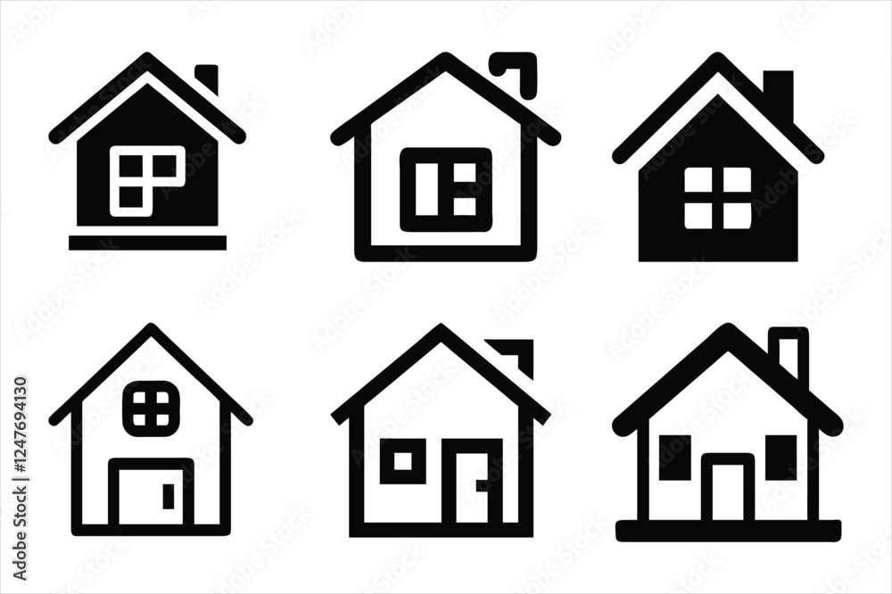 Set of house, home vector icon illustration on white background. Set of house, home vector icon illustration on white background.
