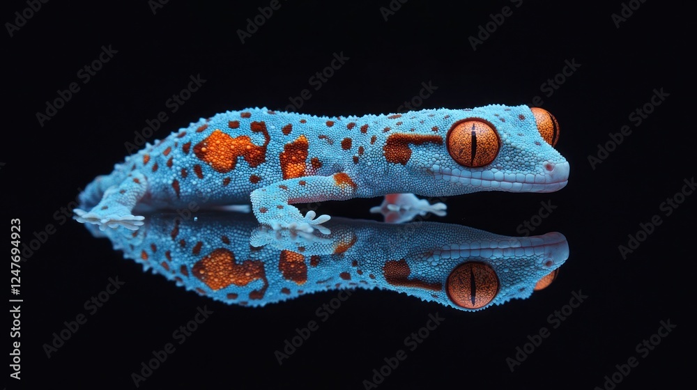 Fototapeta premium Stunning Azure Gecko: A Captivating Portrait of a Rare Reptile