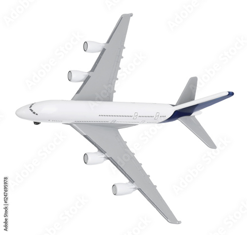 Plane model in air on white background