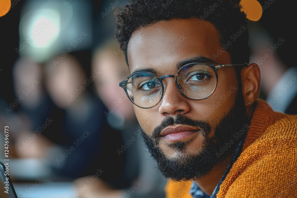 Man with beard and glasses looking at a smartphone while seated in a modern indoor setting with natural light Man with beard and glasses looking at a smartphone while seated in a modern indoor setting with natural light