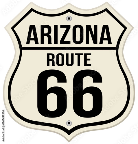 Arizona State Highway Route 66 Road Sign on white background vector