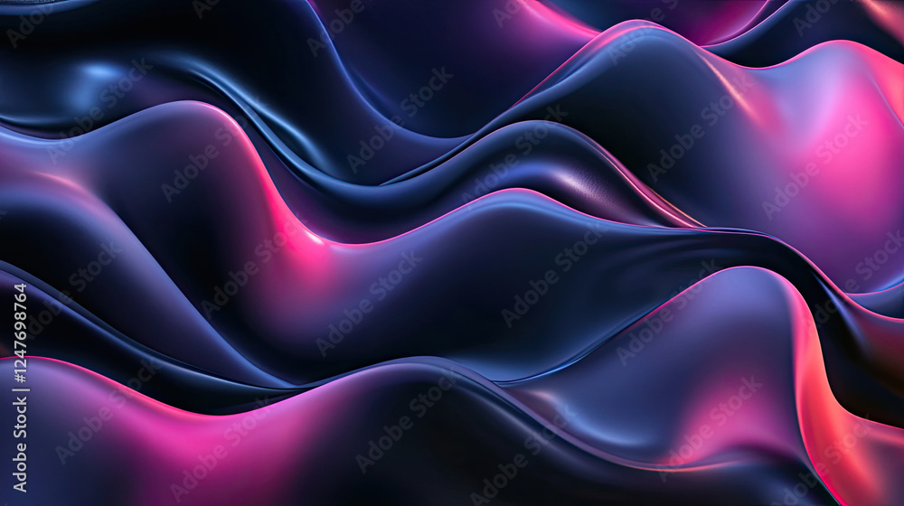 Obraz premium Abstract Liquid Waves with Neon Blue and Pink Glowing Lights