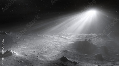 A dynamic asteroid belt in a distant galaxy with dramatic lighting