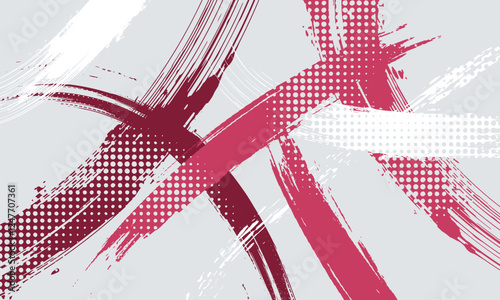 Abstract Sport Background with Blue and Red Gradient Brush Background. Grunge Brushstroke Element with Halftone Effect for Poster or Banner Design