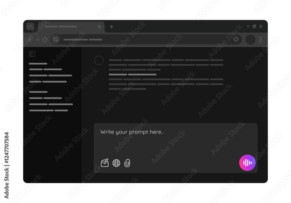 user interface of AI chat bot large language model service LLM artificial intelligence in dark mode web browser page form to ask question