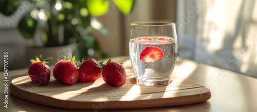 Refreshing Strawberry Infused Water on a Sunny Day