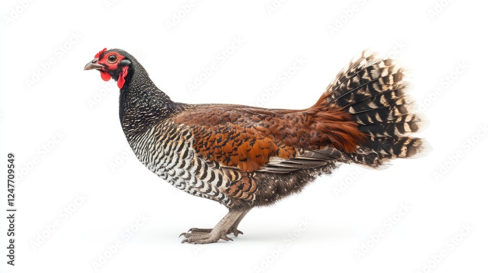 Fototapeta premium Elegant Portrait of a Chicken Isolated on White Background Showcasing Plumage