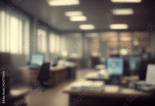 office blurred retro vintage style effect filter background blur business work desk retail abstract room design interior bokeh closeup decoration table white brown light computer modern colours photo