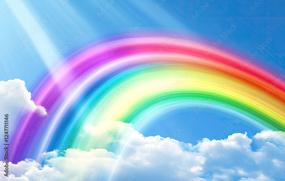 Vibrant 3D Rainbow on a Minimalist Blue Background Vibrant 3D Rainbow on a Minimalist Blue Background