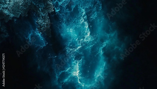 Wallpaper Mural Bioluminescent ocean waves at night, abstract background Torontodigital.ca