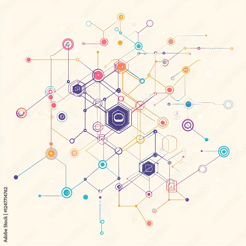 Intricate Design Featuring Blockchain Elements and Vibrant Colors Intricate Design Featuring Blockchain Elements and Vibrant Colors