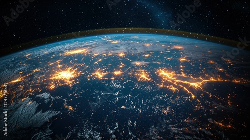 Earth's Night Lights City Glow from Space photo