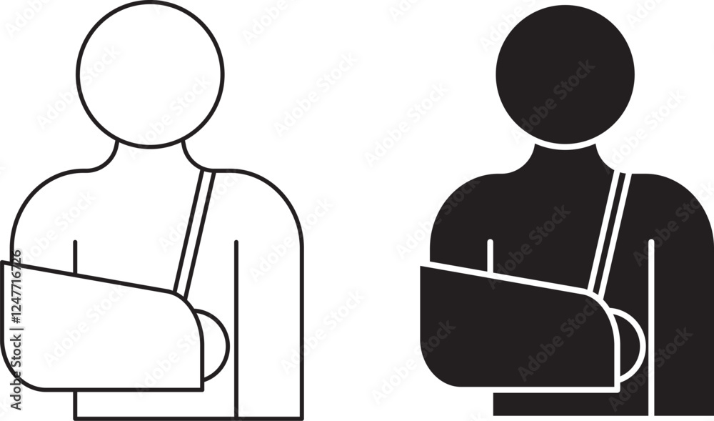 arm broken with arm sling icon set arm broken with arm sling icon set